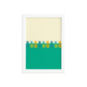 Quadro Abacaxis Meio a Meio Moldura Branca 22x32cm