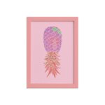 Quadro Abacaxi Rosa Moldura Rosa 22x32cm
