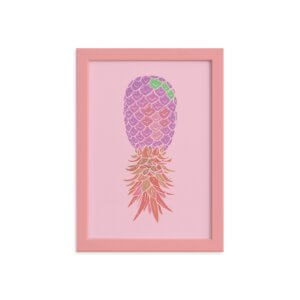 Quadro Abacaxi Rosa Moldura Rosa 22x32cm