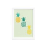 Quadro Abacaxi Trio Moldura Branca 33x43cm