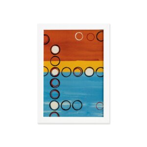 Quadro Abstrato Geométrico Bolas Moldura Branca