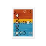Quadro Abstrato Geométrico Bolas Moldura Branca 33x43cm