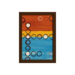 Quadro Abstrato Geométrico Bolas Moldura Marrom 22x32cm