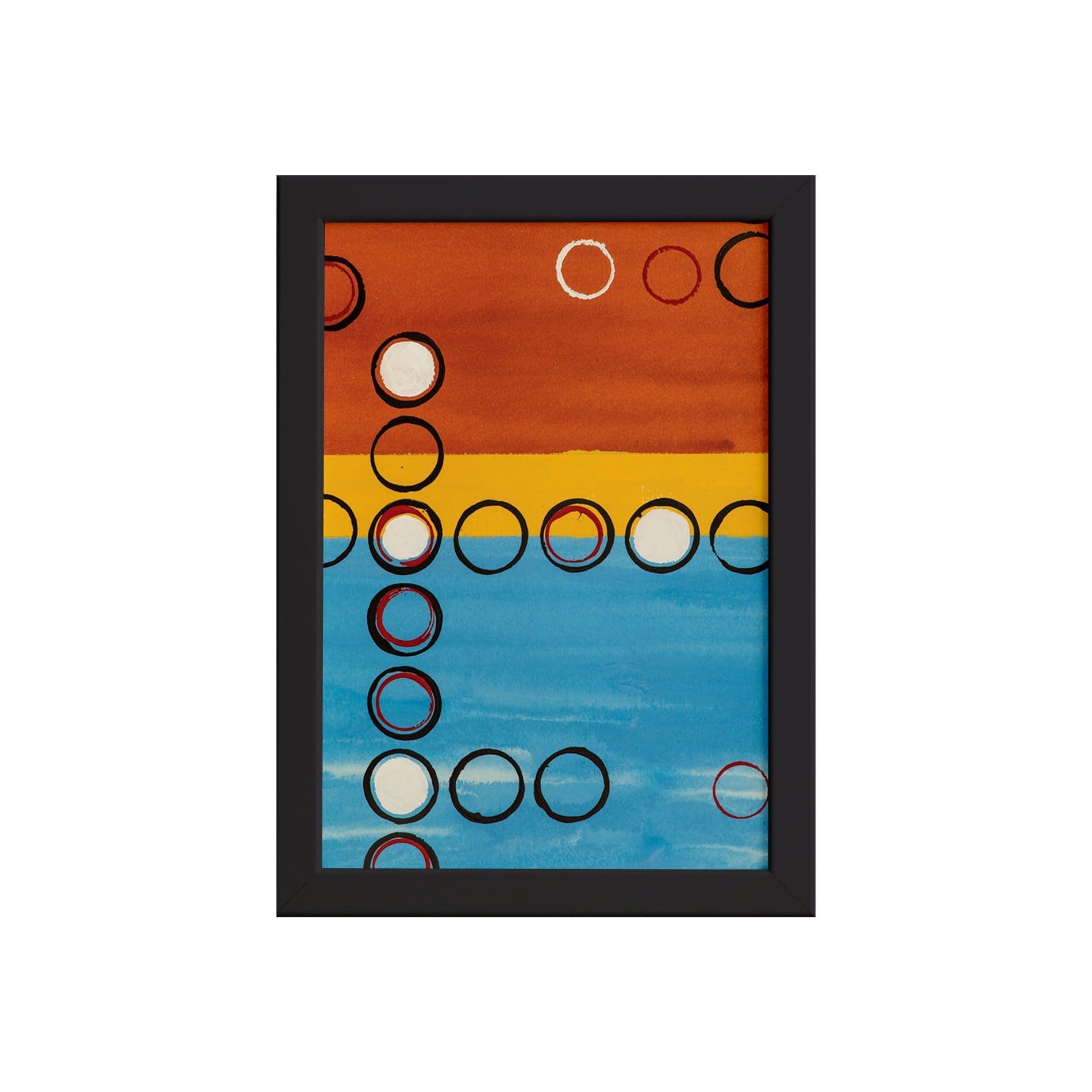 Quadro Abstrato Geométrico Bolas Moldura Preta