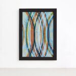 Quadro Abstrato Geométrico Círculos Moldura Preta 22x32cm