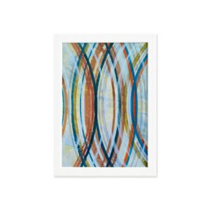 Quadro Abstrato Geométrico Círculos Moldura Branca
