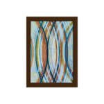 Quadro Abstrato Geométrico Círculos Moldura Marrom 22x32cm