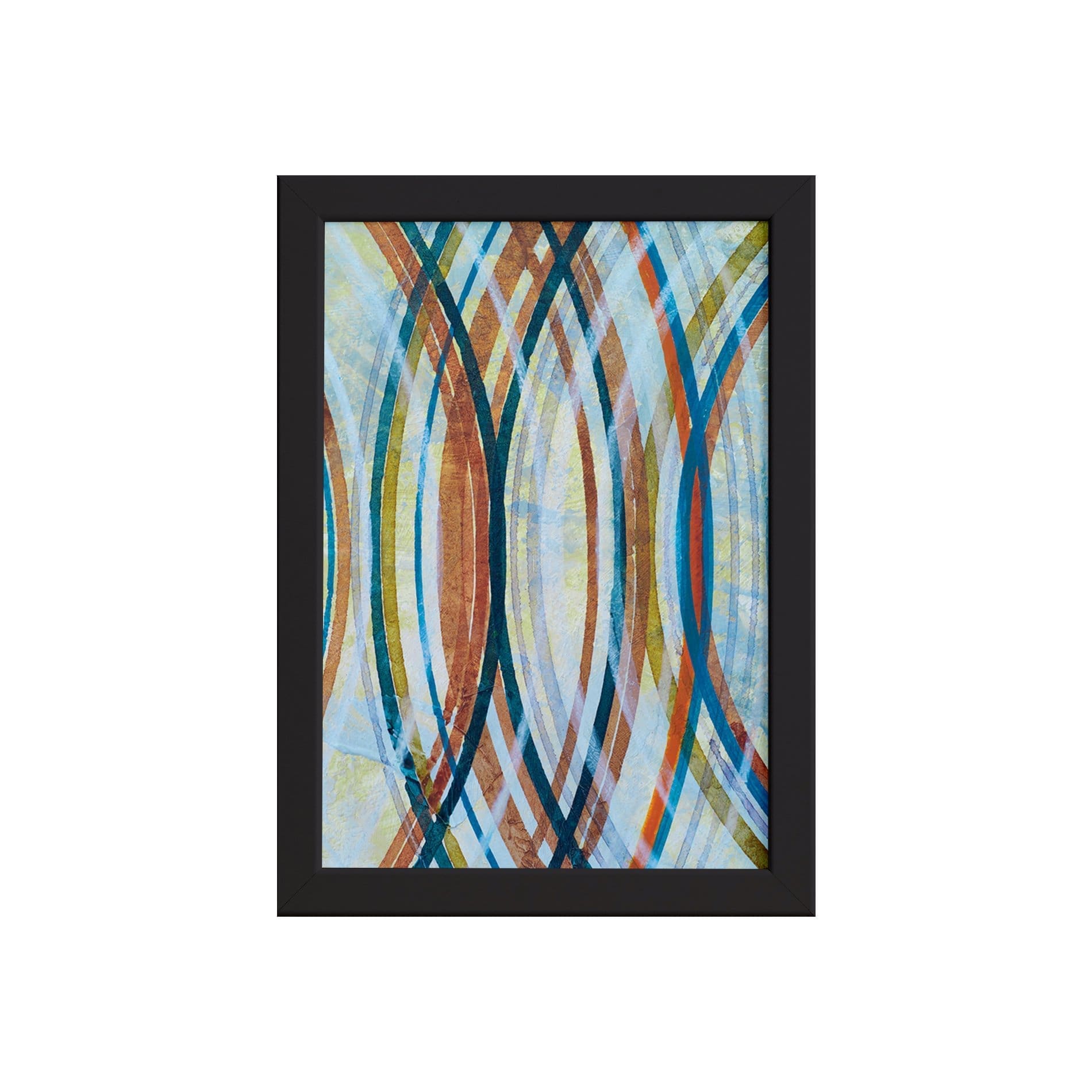 Quadro Abstrato Geométrico Círculos Moldura Preta