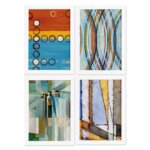 Quadros Abstrato Geométrico Moldura Branca 33x43cm 4un