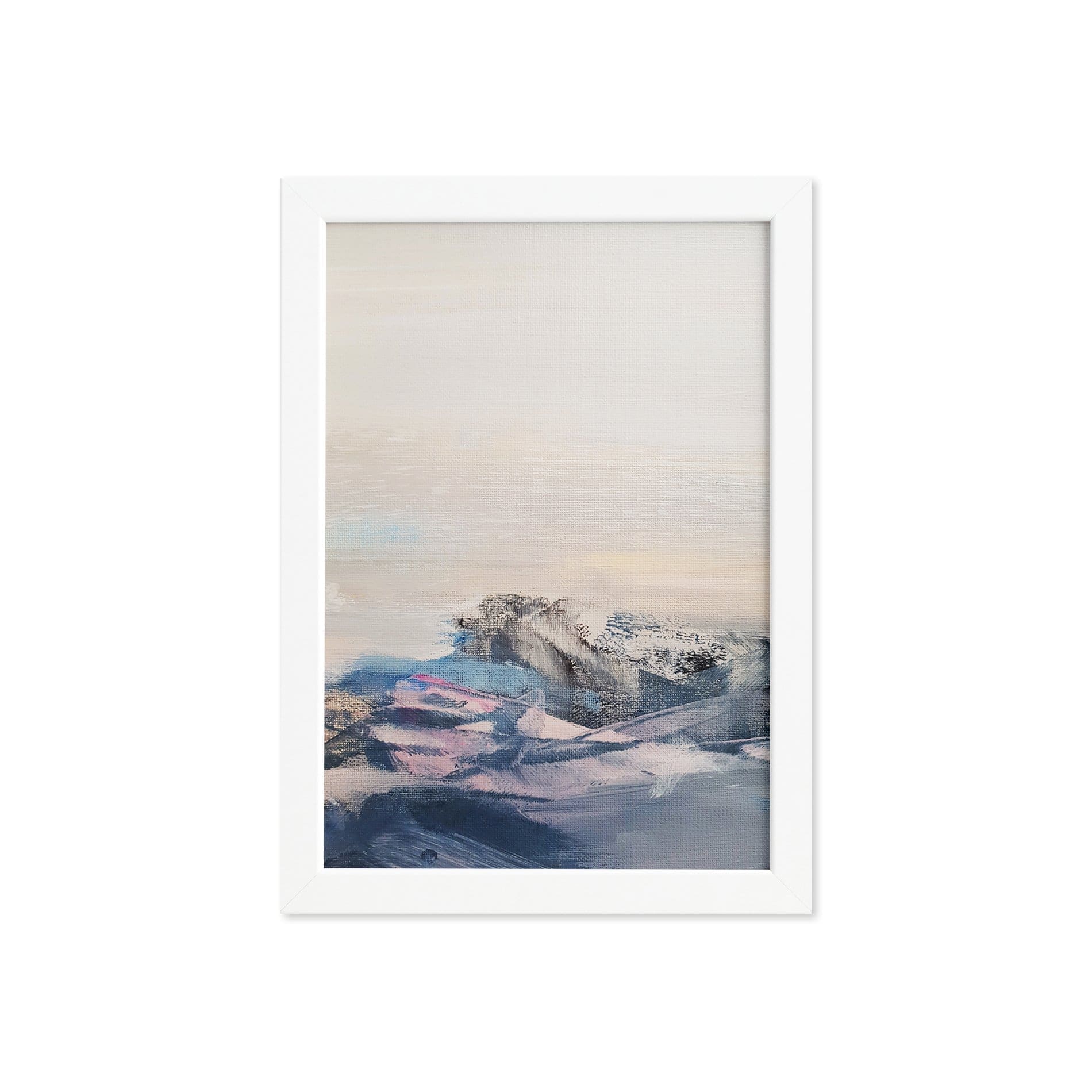 Quadro Abstrato para Sala Montanhas Moldura Branca