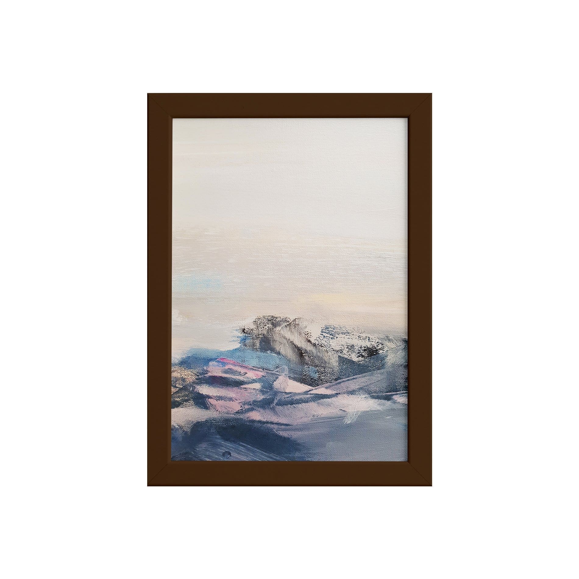 Quadro Abstrato para Sala Montanhas Moldura Marrom