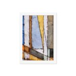 Quadro Abstrato Geométrico Colorido Moldura Branca 22x32cm