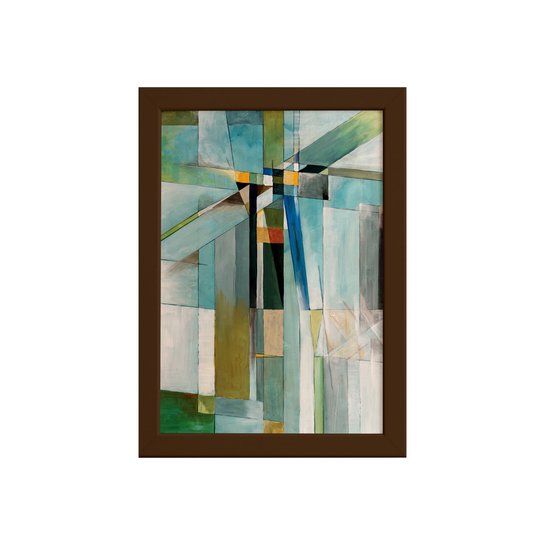 Quadro Abstrato Geométrico Pintura Moldura Marrom