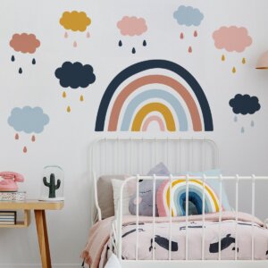 Adesivo de Parede Arco Íris e Chuva de Amor Cobre 2m²