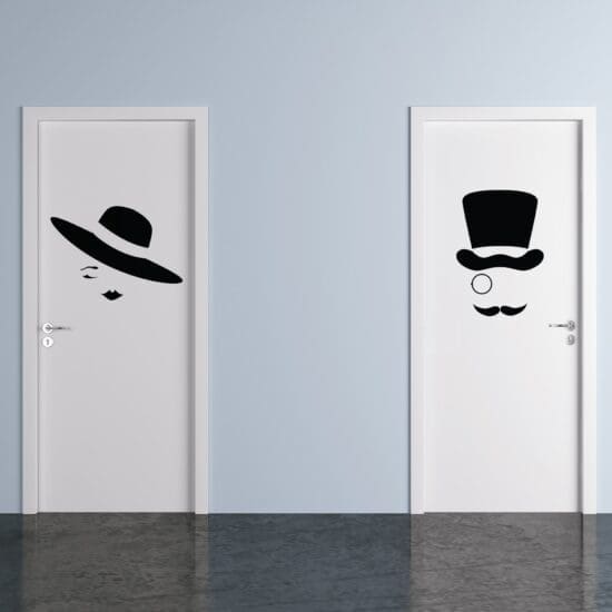 Adesivo Porta Banheiro Ele & Ela Chic