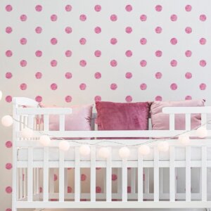 Adesivo de Parede Bolinhas Aquarela Rosa 4cm 144un