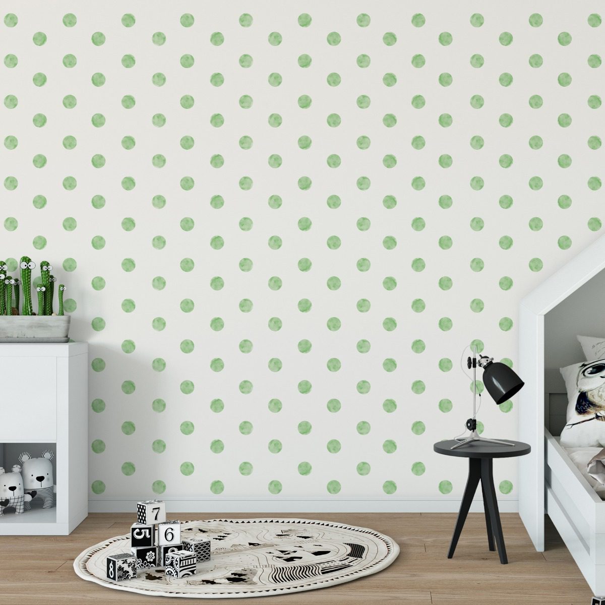 Adesivo de Parede Bolinhas Aquarela Verde 4cm 144un