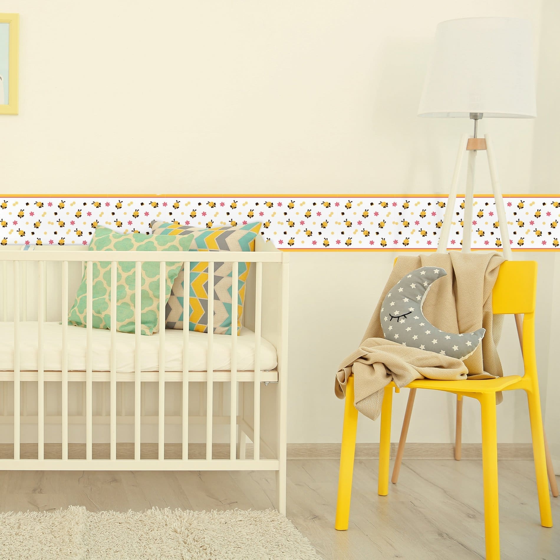 Faixa Decorativa para Quarto de Bebê Abelhas 6mx15cm