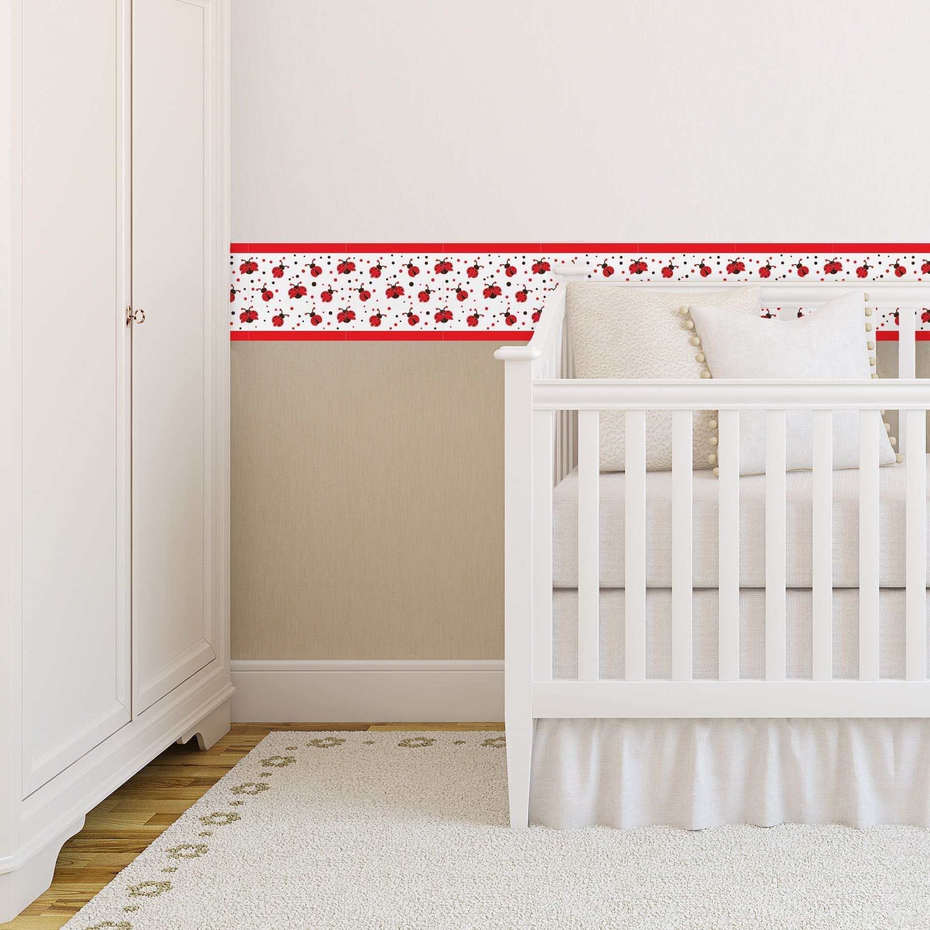 Adesivo de Parede Faixa Decorativa Infantil Joaninhas 10m x 10cm