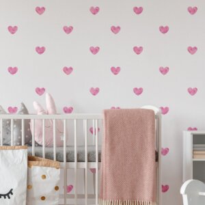 Adesivo de Parede Corações Aquarela Rosa 55 un Cobre 5m2