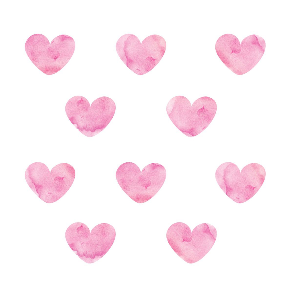 Adesivo de Parede Corações Aquarela Rosa 55 un Cobre 5m2