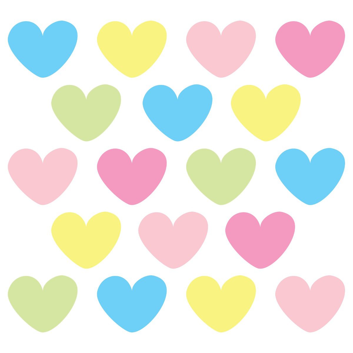 Adesivo de Parede Corações Candy Colors 5cm 55un
