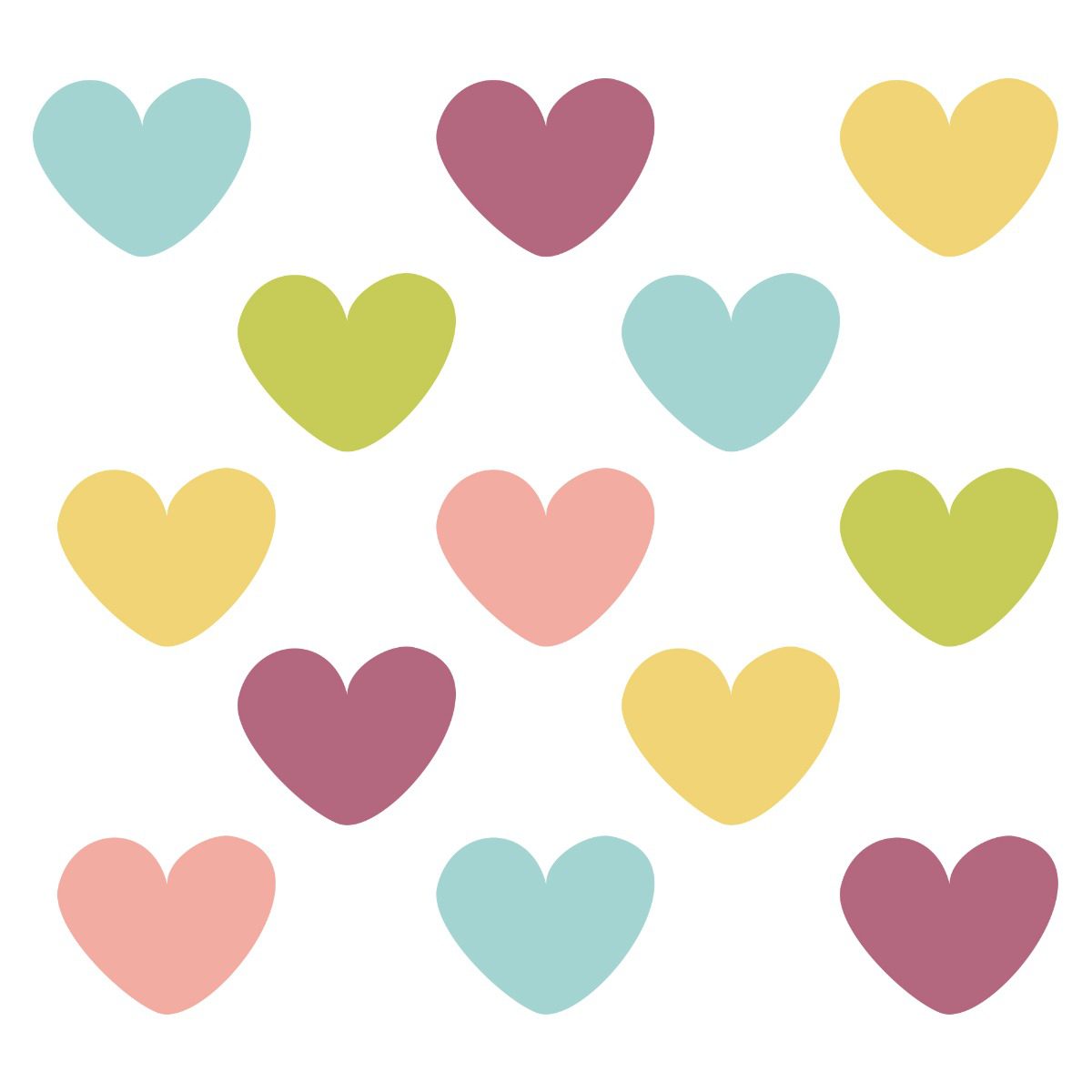Adesivo de Parede Corações Coloridos 5cm 55un
