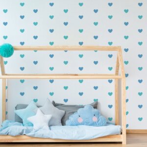 Adesivo de Parede Corações Tons de Azul 5cm 55un