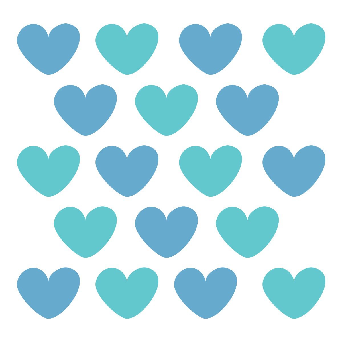 Adesivo de Parede Corações Tons de Azul 5cm 55un