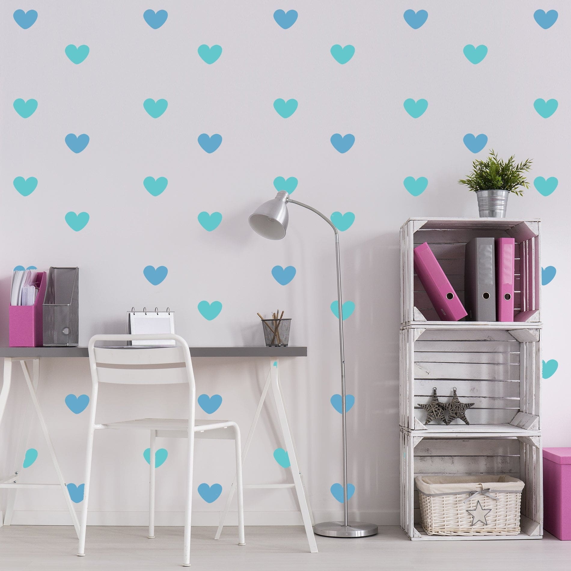 Adesivo de Parede Infantil Coração Tons de Azul