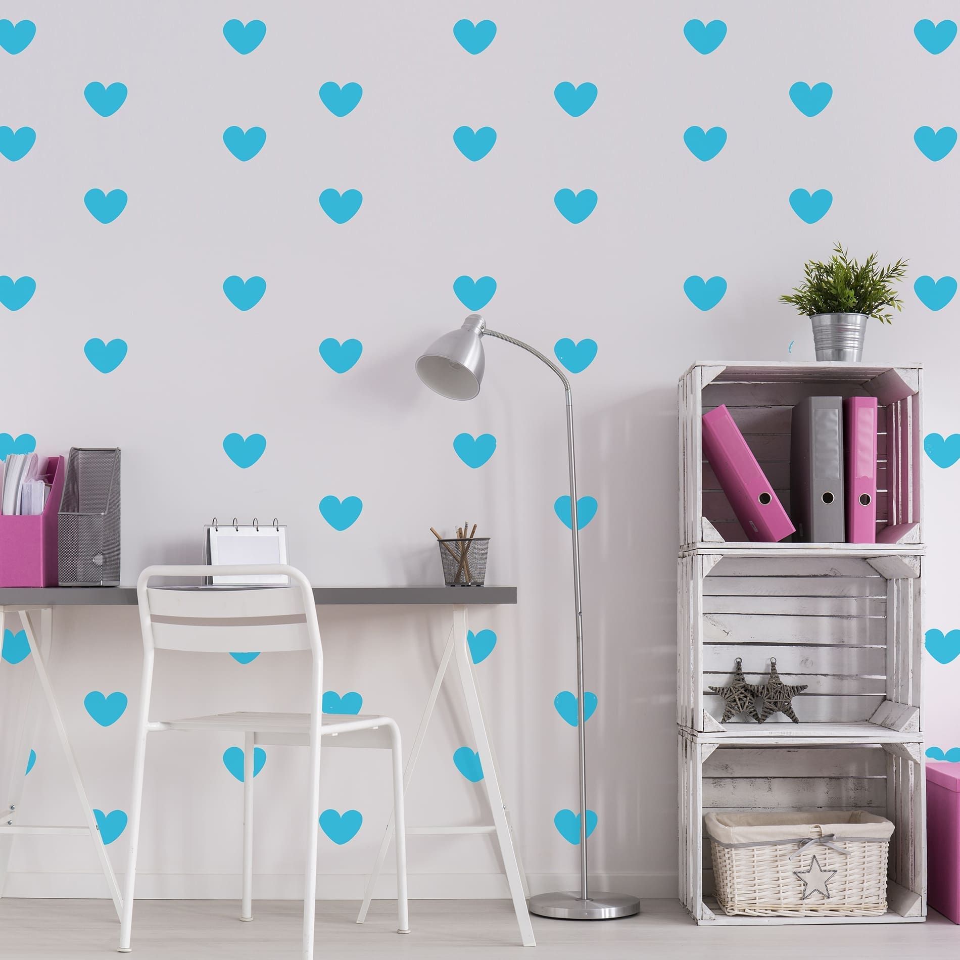 Adesivo de Parede Infantil Corações 50un 8x6,5cm