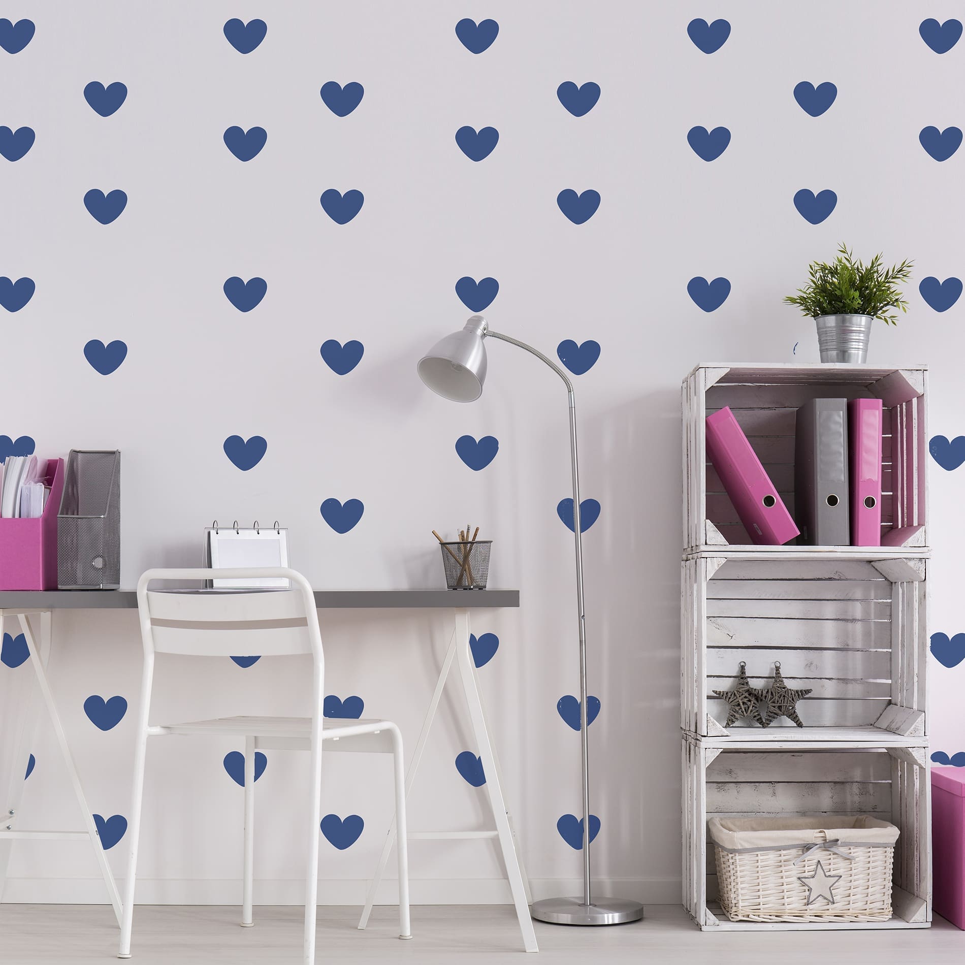 Adesivo de Parede Infantil Corações 50un 8x6,5cm