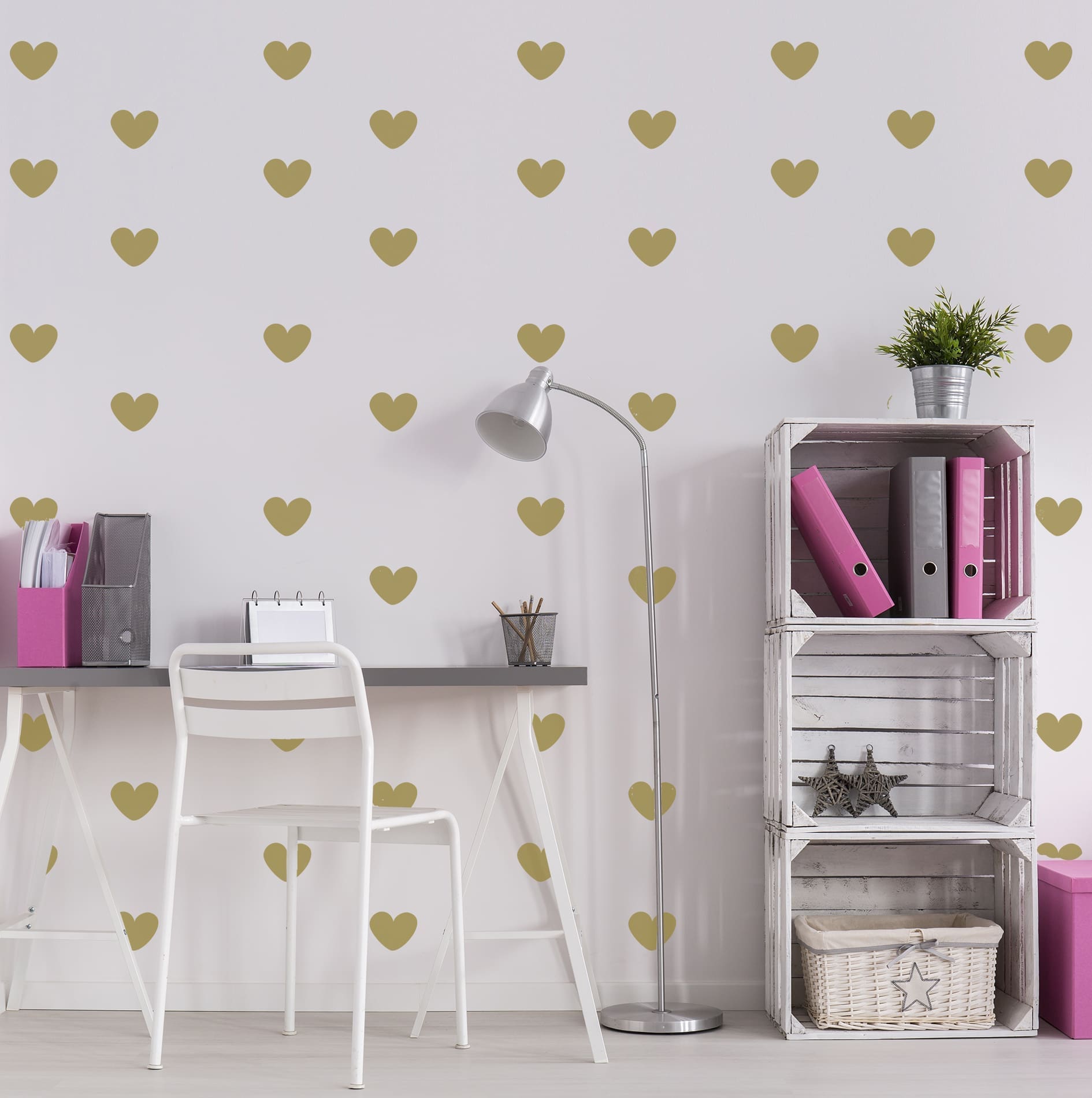 Adesivo de Parede Infantil Corações 50un 8x6,5cm