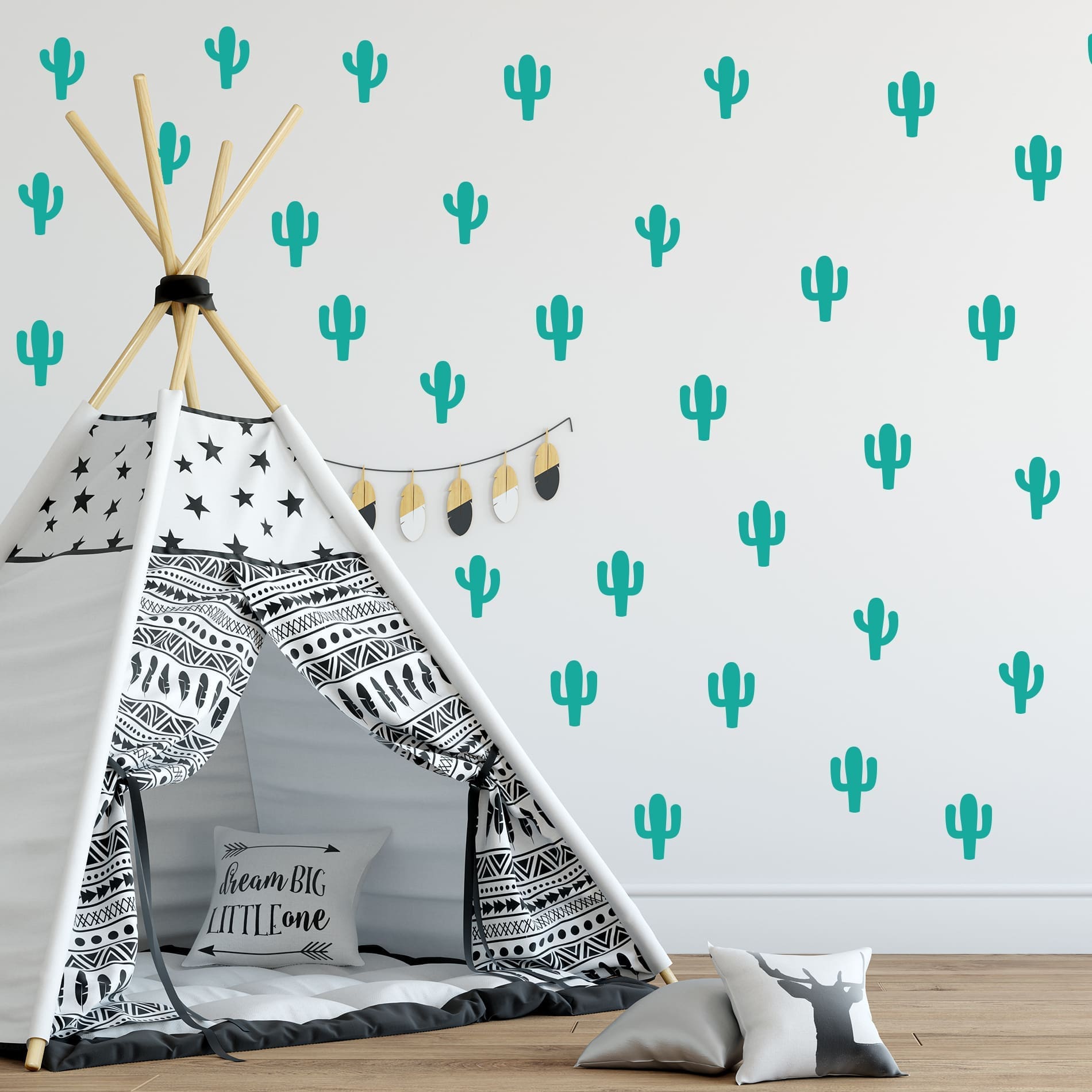 Adesivo de Parede Infantil Cactos 60un 6x9cm