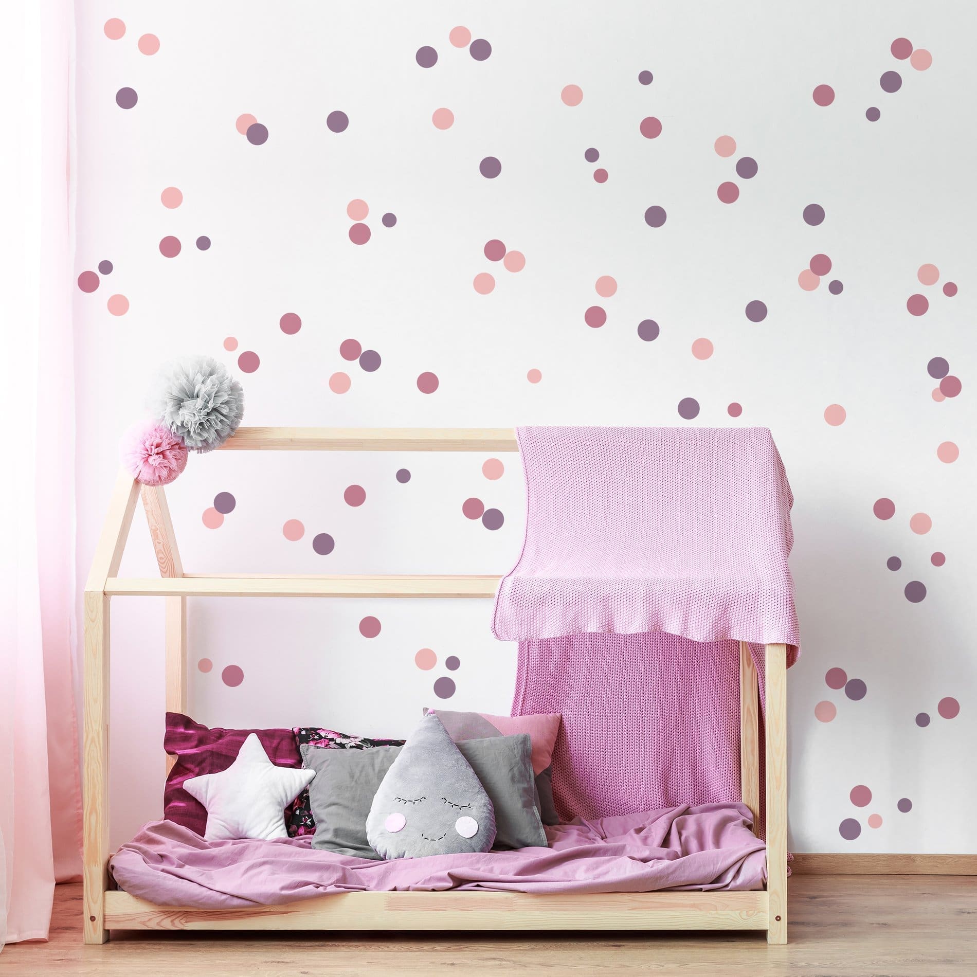 Adesivo Infantil Bolinhas Tons de Roxo e Rosa