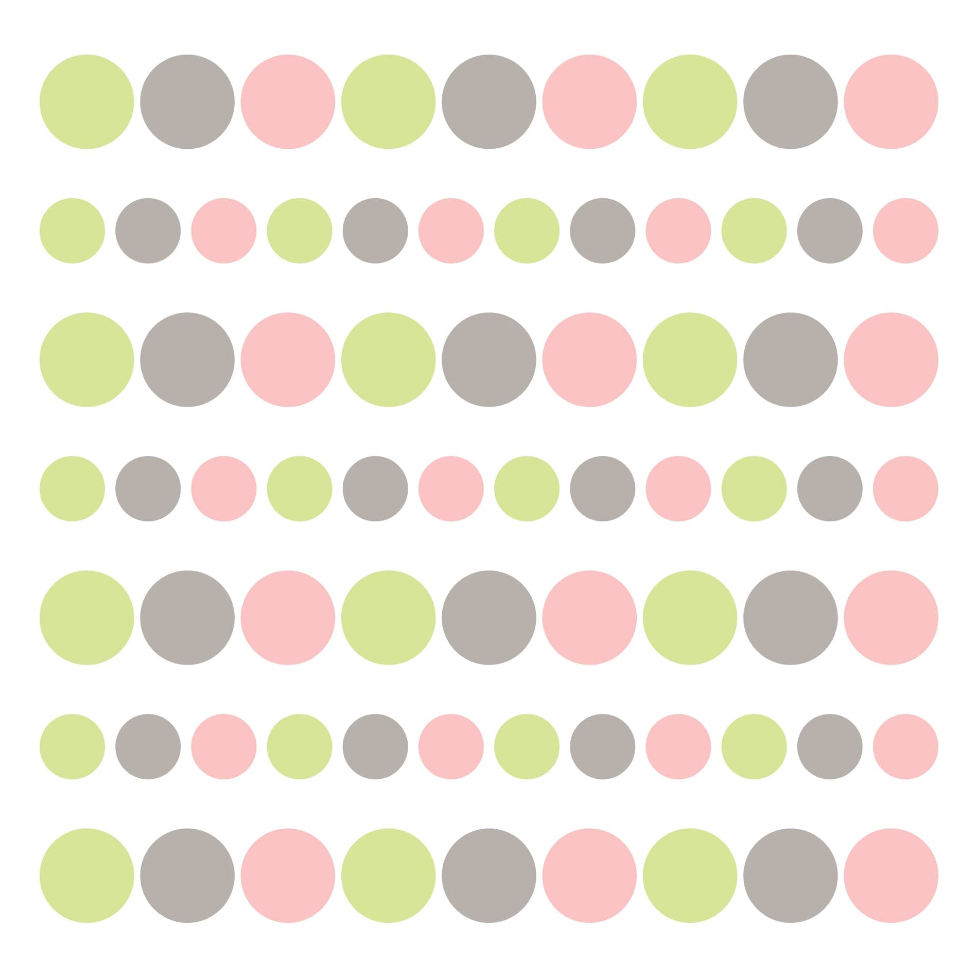 Adesivo Infantil Bolinhas Tons de Verde, Cinza e Rosa