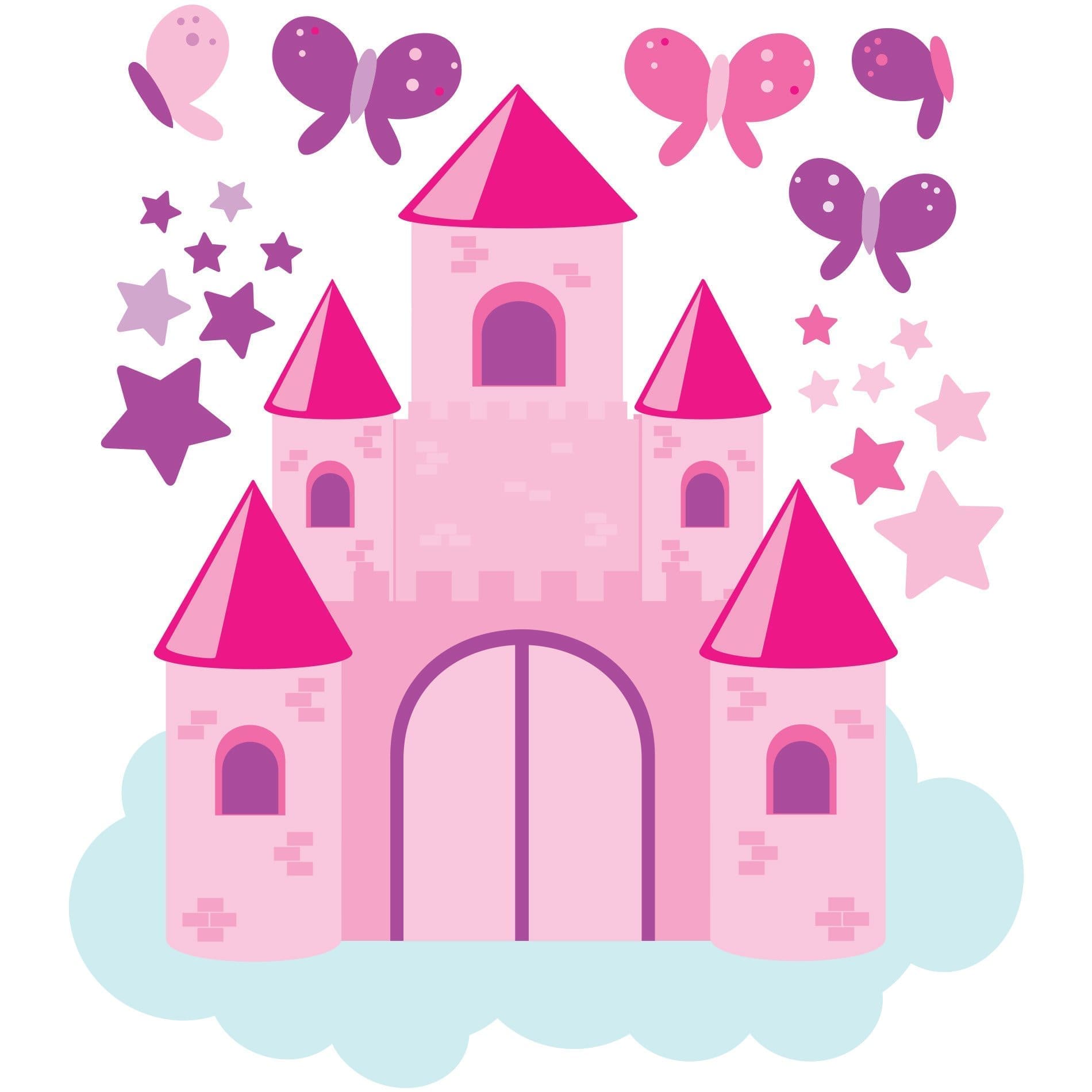 Adesivo de Parede para Quarto de Menina Castelo Rosa