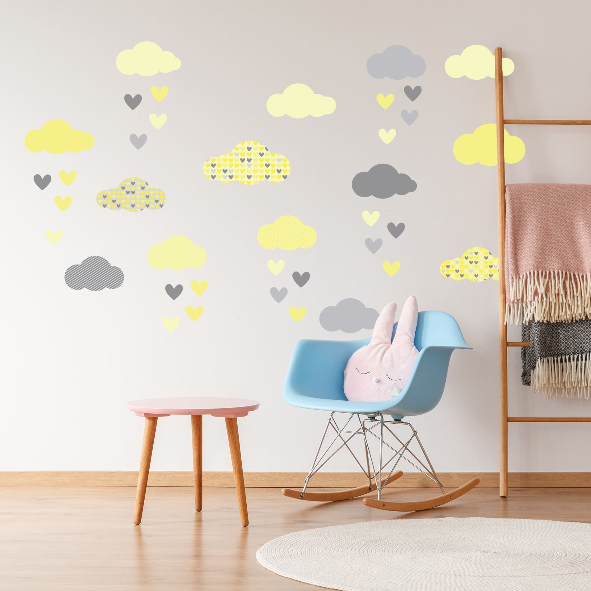 Adesivo de Parede Chuva de Amor Clássico Amarelo e Cinza