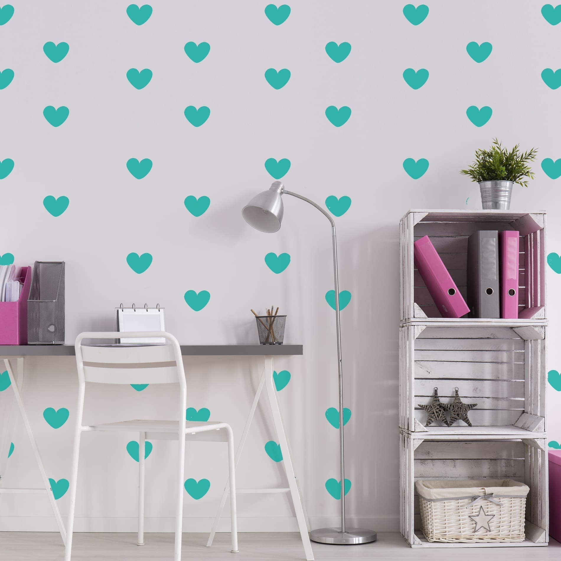 Adesivo de Parede Infantil Corações 50un 8x6,5cm