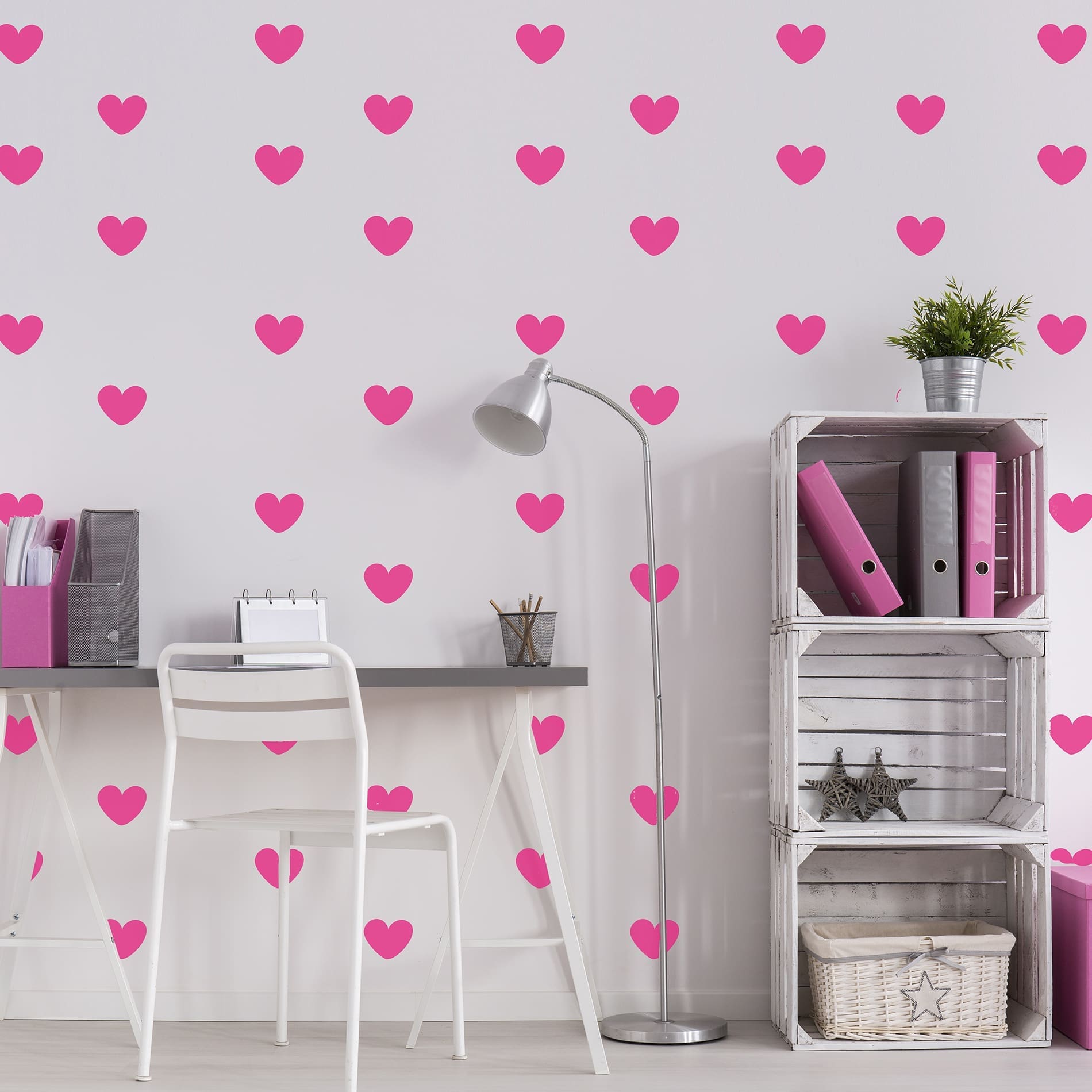 Adesivo de Parede Infantil Corações 50un 8x6,5cm