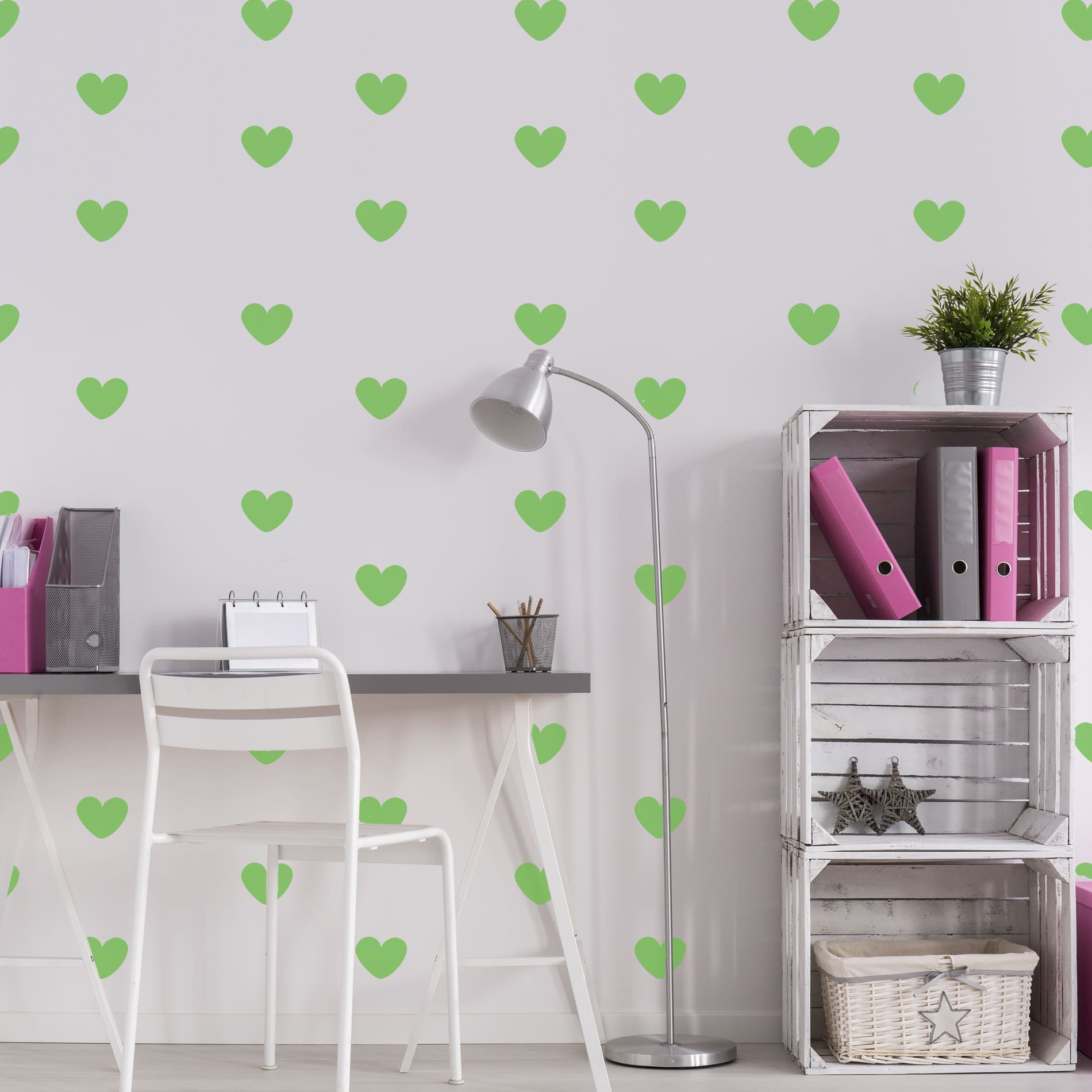 Adesivo de Parede Infantil Corações 50un 8x6,5cm