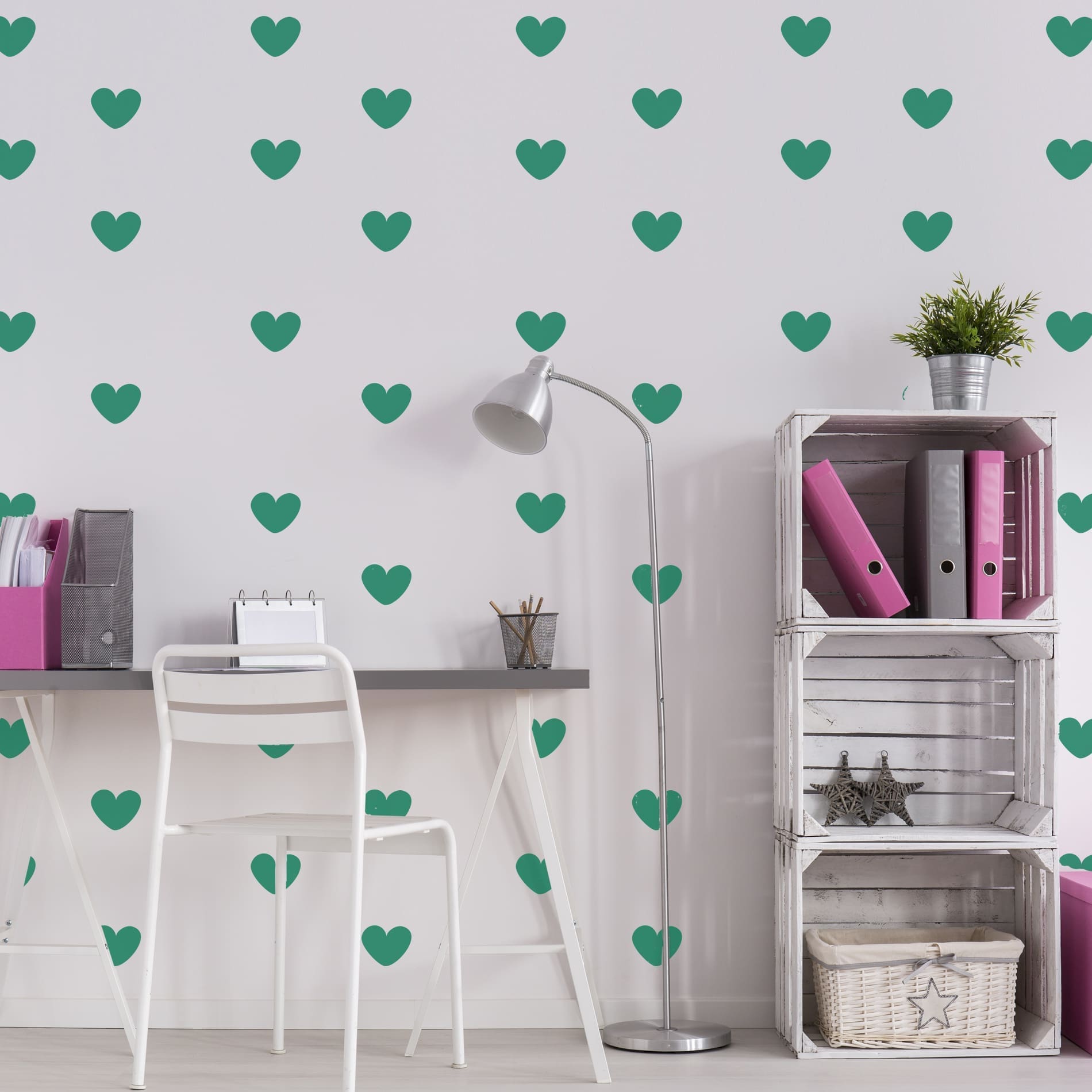 Adesivo de Parede Infantil Corações 50un 8x6,5cm
