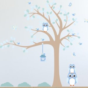 Adesivo de Parede Infantil Arvore Coruja Baby