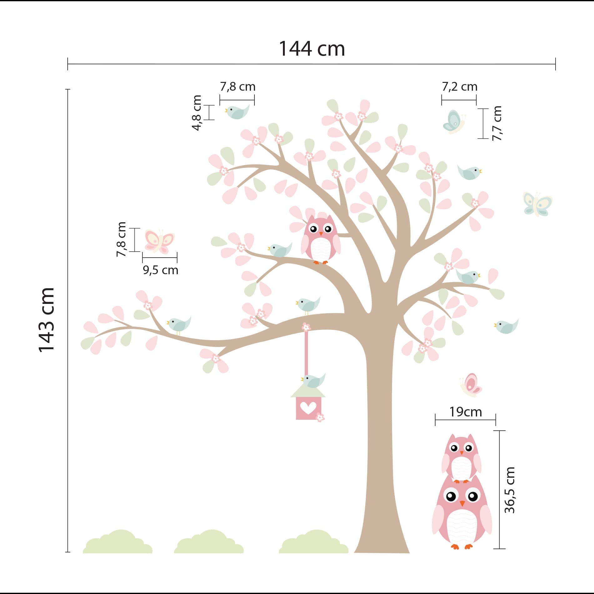 Adesivo de Parede Infantil Arvore Coruja Baby