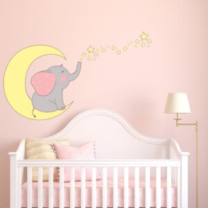 Adesivo de Parede Infantil Elefante e Estrelas
