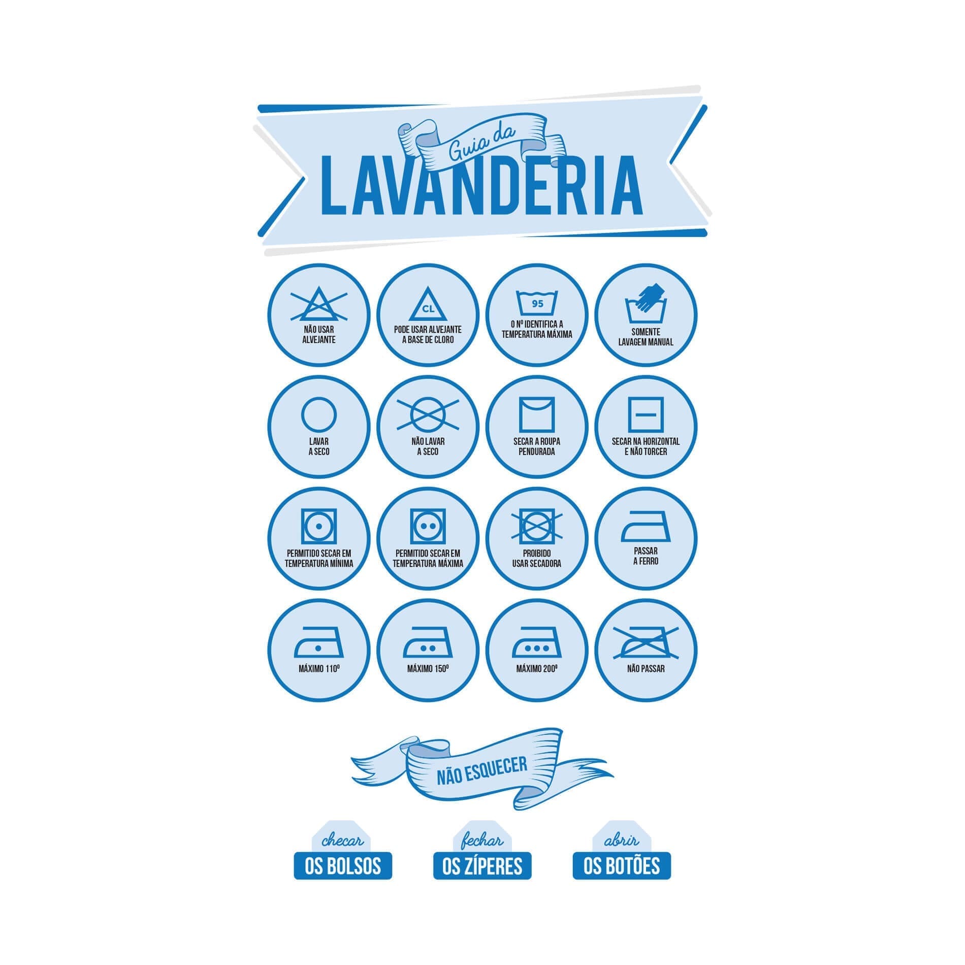 Adesivo de Parede Guia da Lavanderia