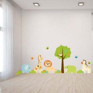 Adesivo Parede Quarto Infantil Animais e Árvore