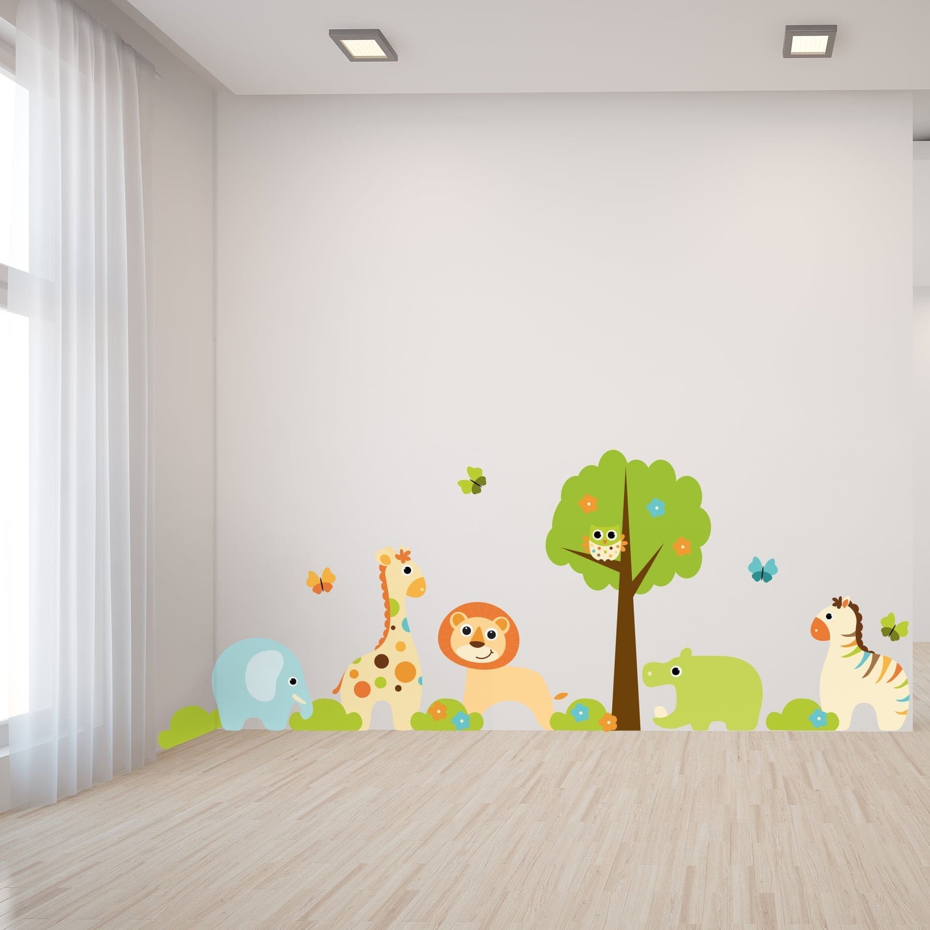 Adesivo Parede Quarto Infantil Animais e Árvore