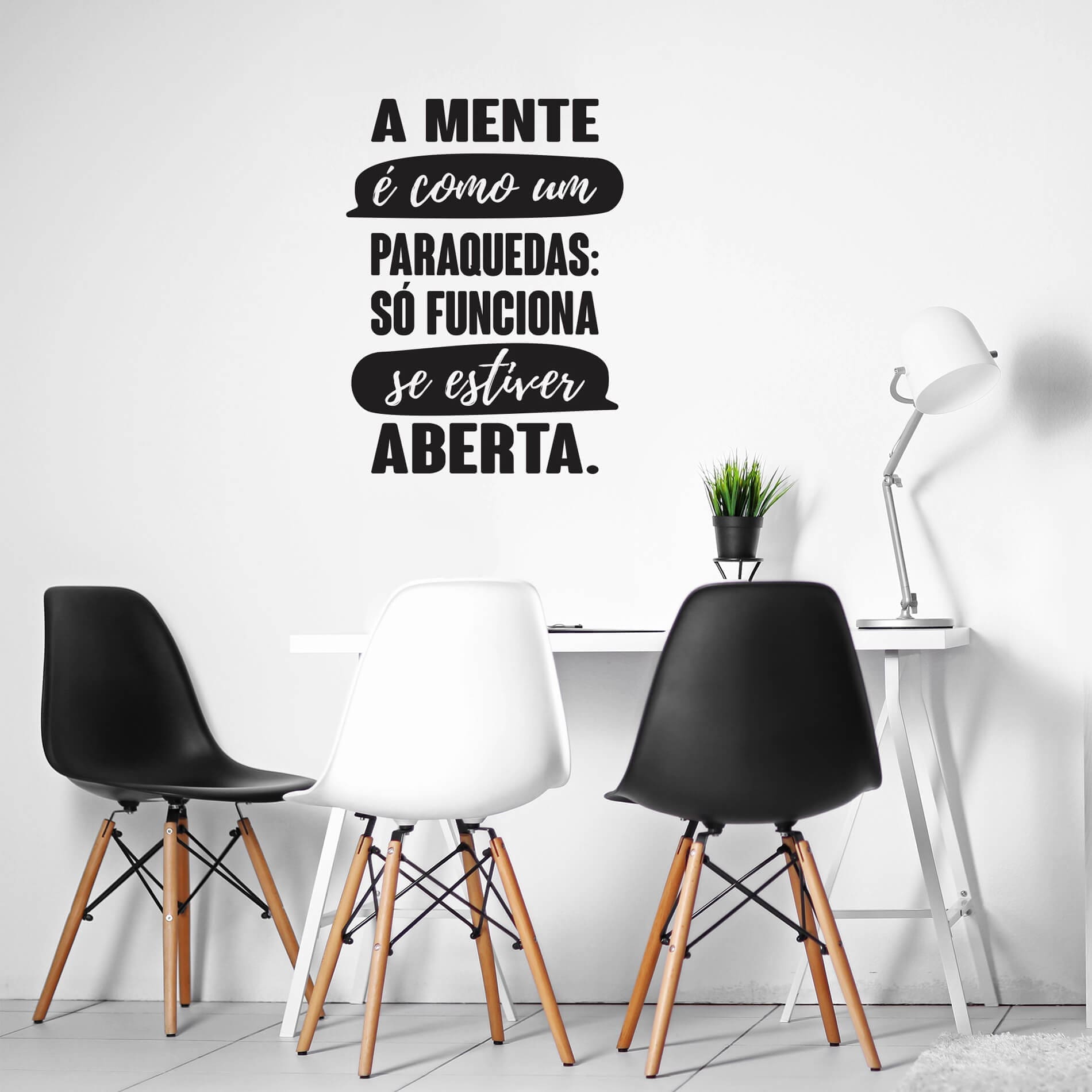 Adesivo de Parede Para Sala Frase Mente Aberta 37x50cm