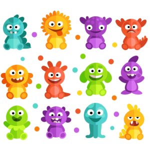Adesivo de Parede Infantil Monstrinhos Felizes